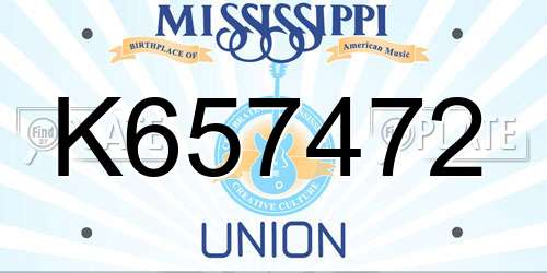 K657472 Mississippi License Plate