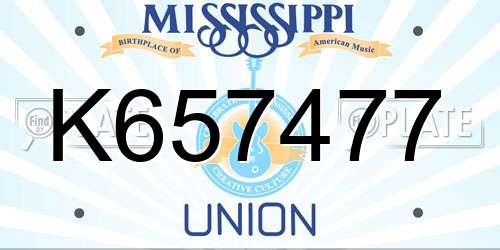 K657477 Mississippi License Plate