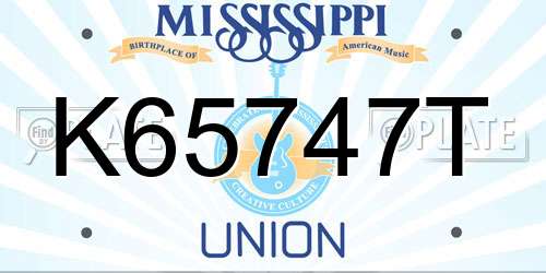K65747T Mississippi License Plate