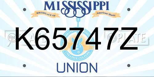 K65747Z Mississippi License Plate