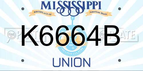 K6664B Mississippi License Plate