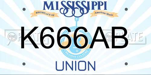 K666AB Mississippi License Plate