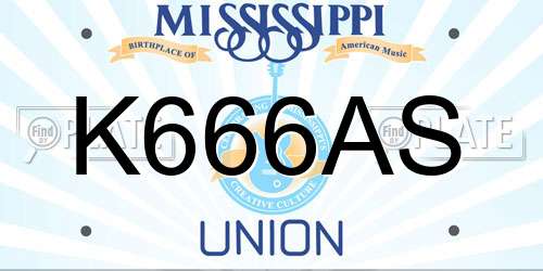 K666AS Mississippi License Plate