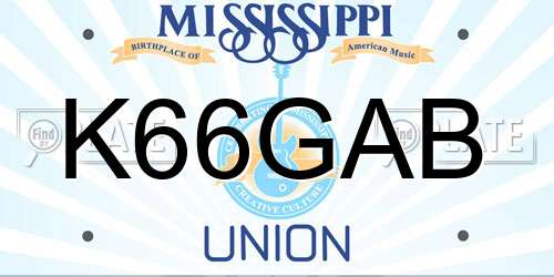 K66GAB Mississippi License Plate