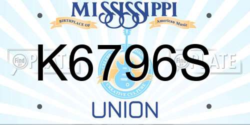 K6796S Mississippi License Plate