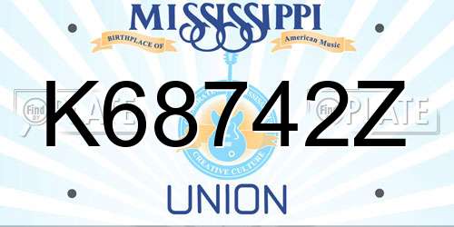 K68742Z Mississippi License Plate