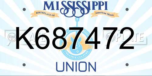 K687472 Mississippi License Plate