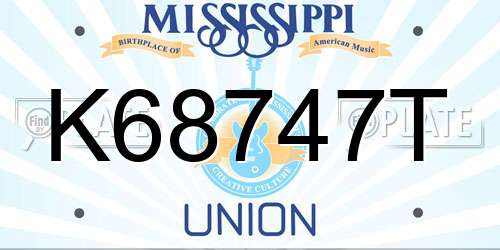 K68747T Mississippi License Plate