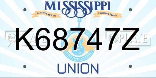 K68747Z Mississippi License Plate