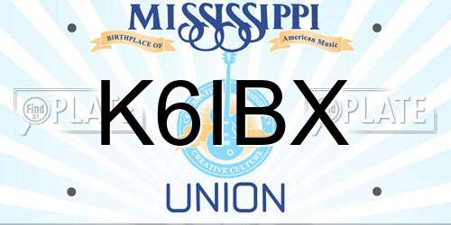 K6IBX Mississippi License Plate