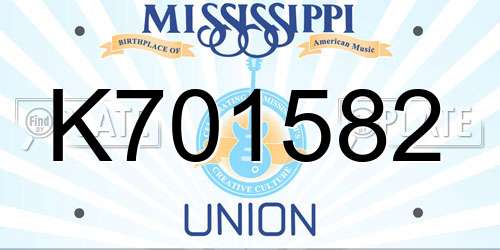 K701582 Mississippi License Plate
