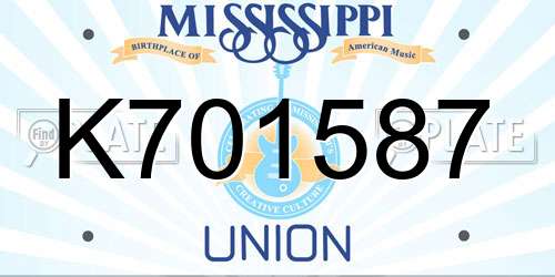 K701587 Mississippi License Plate