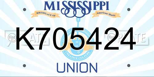 K705424 Mississippi License Plate