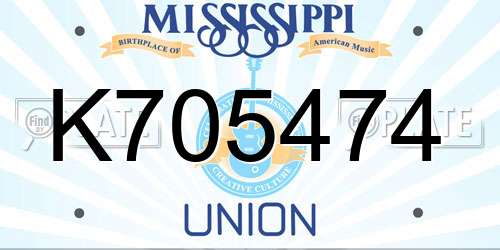 K705474 Mississippi License Plate