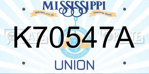 K70547A Mississippi License Plate