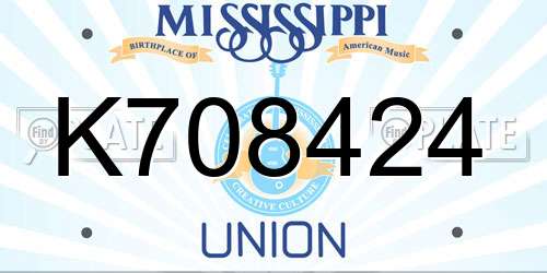 K708424 Mississippi License Plate