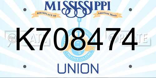 K708474 Mississippi License Plate