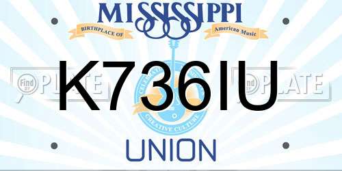 K736IU Mississippi License Plate