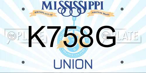 K758G Mississippi License Plate