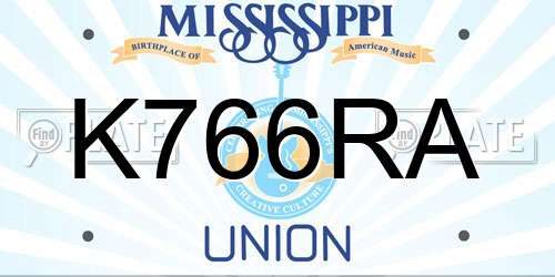 K766RA Mississippi License Plate