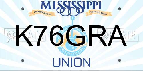 K76GRA Mississippi License Plate