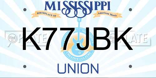 K77JBK Mississippi License Plate