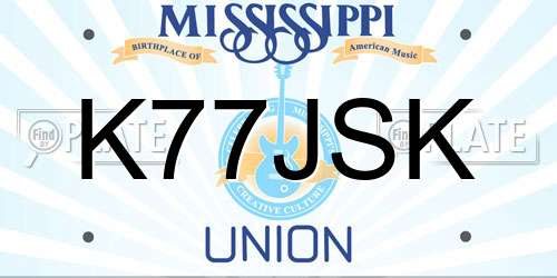 K77JSK Mississippi License Plate