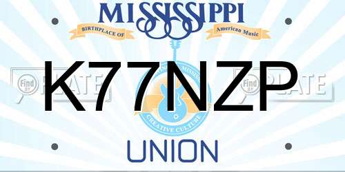 K77NZP Mississippi License Plate