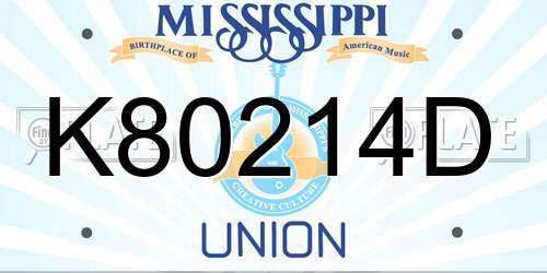 K80214D Mississippi License Plate