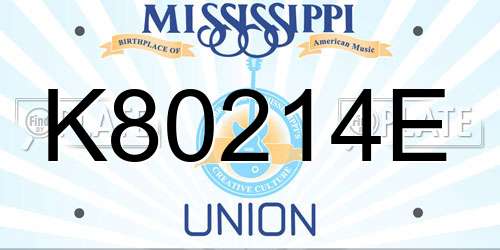 K80214E Mississippi License Plate