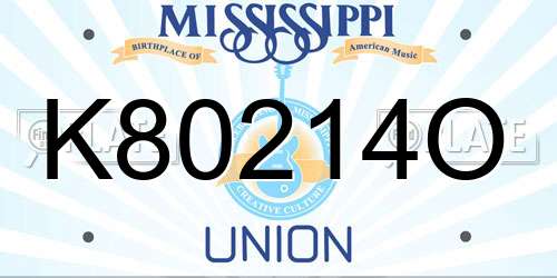 K80214O Mississippi License Plate