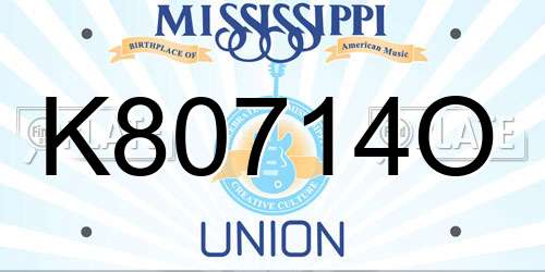 K80714O Mississippi License Plate