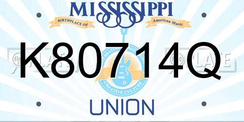 K80714Q Mississippi License Plate