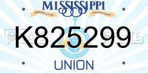 K825299 Mississippi License Plate
