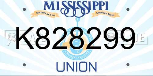 K828299 Mississippi License Plate