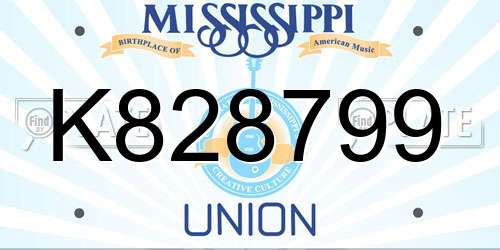 K828799 Mississippi License Plate