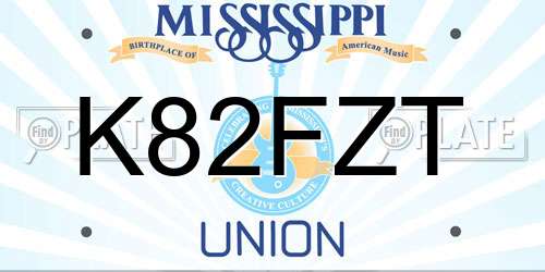 K82FZT Mississippi License Plate