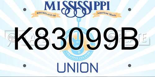K83099B Mississippi License Plate