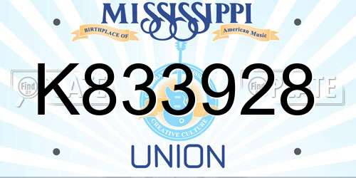 K833928 Mississippi License Plate