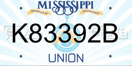 K83392B Mississippi License Plate