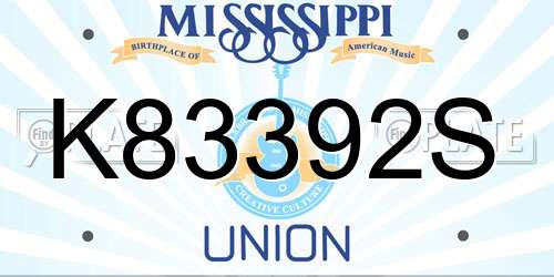 K83392S Mississippi License Plate