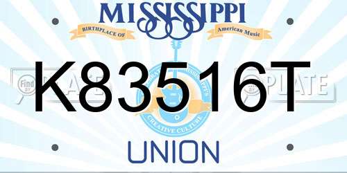 K83516T Mississippi License Plate