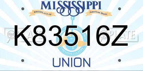 K83516Z Mississippi License Plate