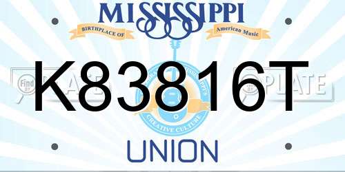 K83816T Mississippi License Plate