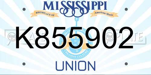 K855902 Mississippi License Plate