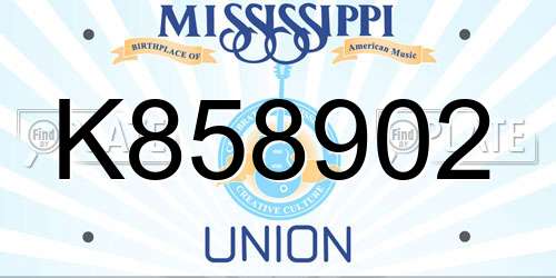 K858902 Mississippi License Plate