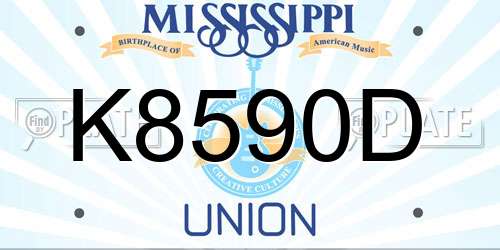 K8590D Mississippi License Plate