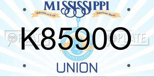 K8590O Mississippi License Plate