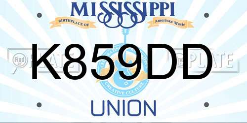 K859DD Mississippi License Plate