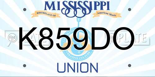K859DO Mississippi License Plate